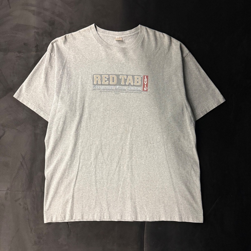 90s Mens Levi's Red Tab Original Blue Jeans Graphic T-Shirt Gray Large